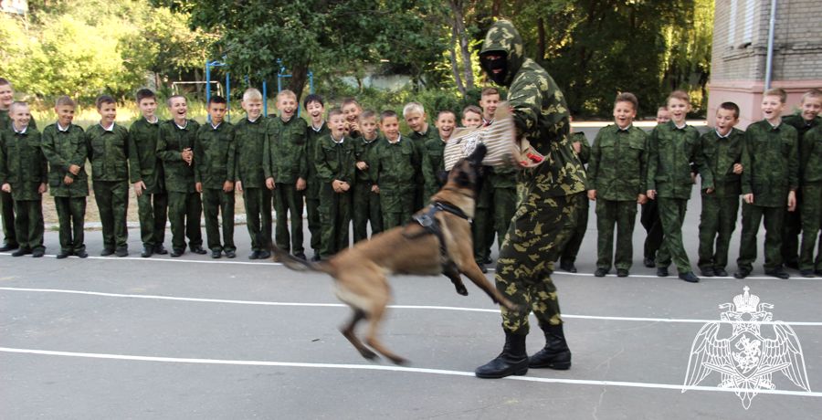 Офицеры Росгвардии в Воронеже поздравили руководство, педагогический коллектив и воспитанников Михайловского кадетского корпуса с Днем рождения кадетских корпусов в России