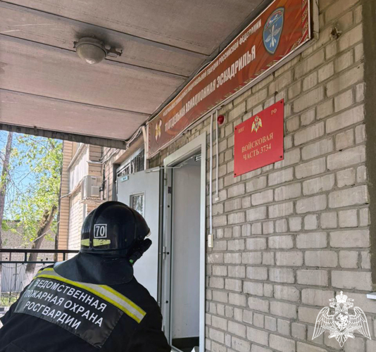 В Воронеже росгвардейцы провели противопожарную тренировку